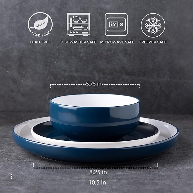 GBHOME 12 Pieces Ceramic Dinnerware Set, Modern White Dish Set for 4，Scratch Resistant Smooth Plates and Bowls Sets，Oven Safe，Microwave & Dishwasher