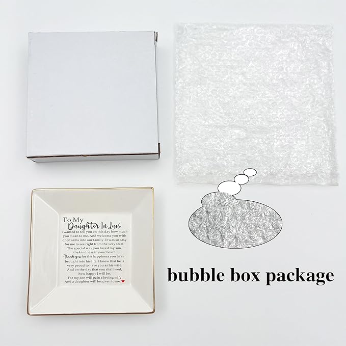 to My Daughter in Law Gift from Mother in Law Ceramic Jewelry Tray Dish, Wedding Gift for future Daughter-In-Law Gift