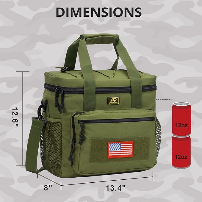 ATRIPACK Lunch Box for Men, Tactical Lunch Bag MOLLE Webbing Leakproof Insulated Large Lunch Cooler Women Adult Meal with Adjustable Shoulder Strap Durable Lunch Pail (Green)