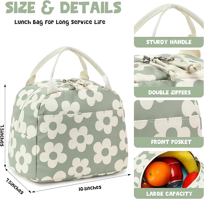 Bluboon Lunch Bag for Women Men Cute Corduroy Lunch Tote Bags Reusable Insulated Lunch Box Large Capacity Reusable Insulated Cooler for Work Picnic or Travel