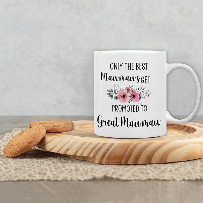 QASHWEY Great Mawmaw Gifts Mug, Great Grandma Gifts, Great Mawmaw to Be Gift Coffee Mug, Pregnancy Announcement Gift for Mawmaws New Great Grandma, Promoted to GreatMawmaw CoffeeCup Ceramic 11oz