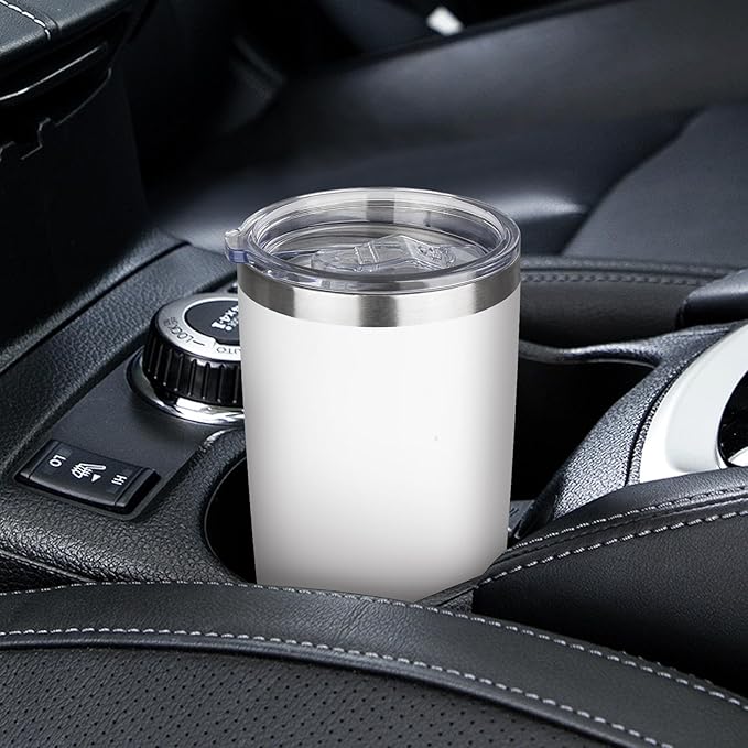 20oz Tumbler with Lid Stainless Steel Insulated Tumblers Travel Coffee Tumbler Bulk Double Wall Vacuum Insulated Water Cup Christmas Gifts for Women Men Her Him Home Office (White, 6pack)