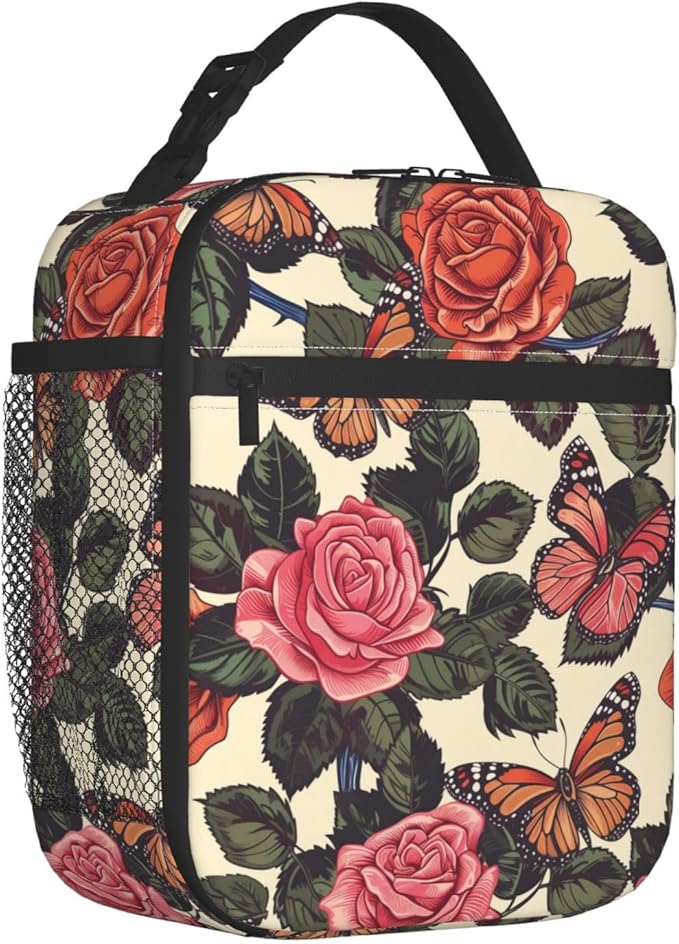 Butterfly Insulated Lunch Box for Women Men Butterfly Lunch Bag for Work,Picnic,Travel,Hiking,Beach Polyester