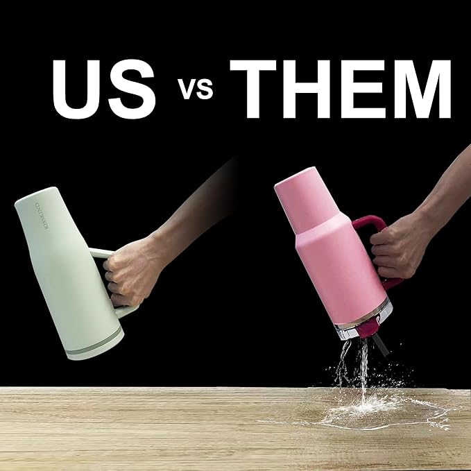 KISSKIND 40 oz Tumbler with Handle and Straw | Lumi Spin Hidden Straw 100% Leakproof Insulated Tumbler | Stainless Steel Water Bottle for Mom, Nurse, Teacher | Pink