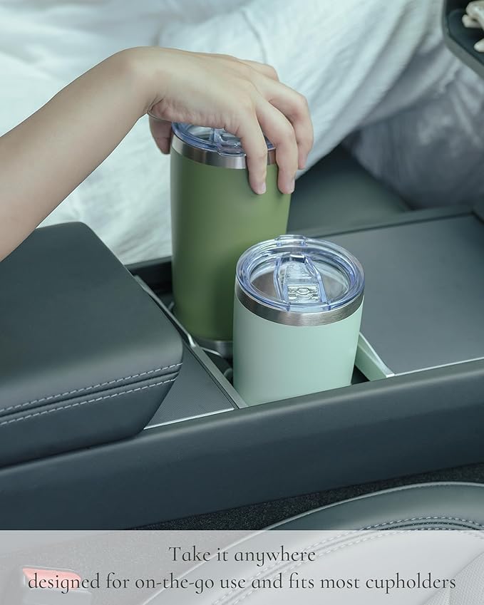 Travel Coffee Tumbler 20oz, 1 Pack Leakproof Travel Coffee Mug with Lid and Straw, Stainless Steel Double Wall Vacuum Insulated Tumbler for Hot/Iced Drinks (Textured Matte, Army Green)