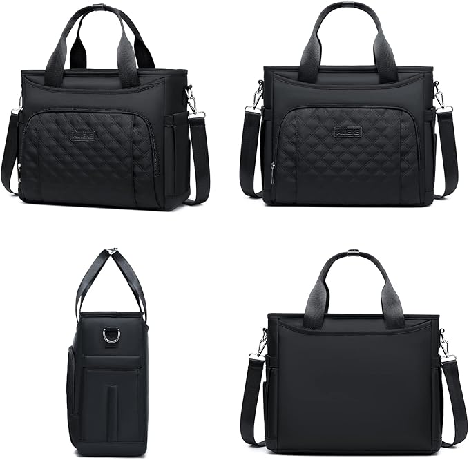 AIJIEKE Insulated Lunch Bag for Men Women, Lunch Box, Lunch Tote for Work, Large Leak Proof Cooler Bag with Removable Strap, Reusable Adult Lunchbag, Picnic, Office, Beach, Black