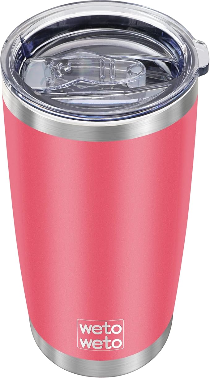 WETOWETO 20oz Tumbler, Stainless Steel Vacuum Insulated Water Coffee Tumbler Cup, Double Wall Powder Coated Spill-Proof Travel Mug Thermal Cup for Home Outdoor (Watermelon Red, 1 Pack)