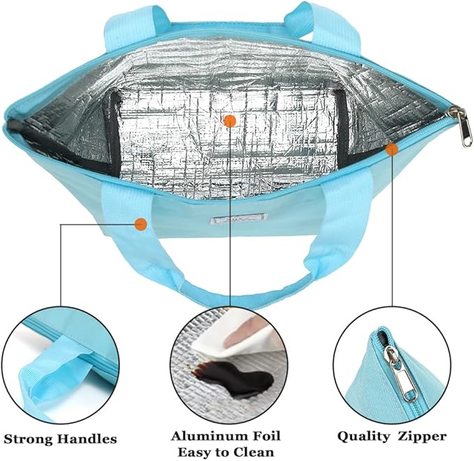 XQXA Lunch Bag Reusable Insulated Cooler Water Resistant Lunch Box Adult Tote Lunch Bag for Women/Men Work Picnic Beach or Travel