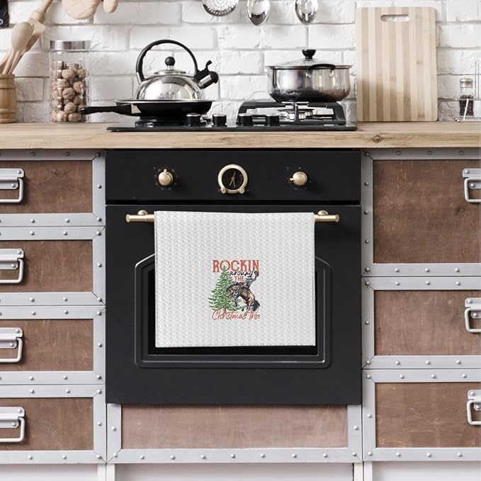 Western Christmas Decor Towels,Christmas Tree Towels for Kitchen Bathroom, 16x24