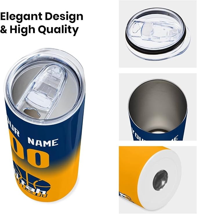 Custom Tumblers Stainless Steel Cup Personalized Basketball Insulation Travel Mug Add Your Name Number 20 oz Fans Gift for Men Women