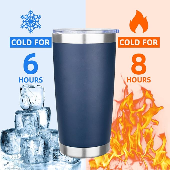 20oz Tumbler with Lid Stainless Steel Insulated Tumblers Travel Coffee Tumbler Bulk Double Wall Vacuum Insulated Water Cup Christmas Gifts for Women Men Her Him Home Office (Navy, 4pack)