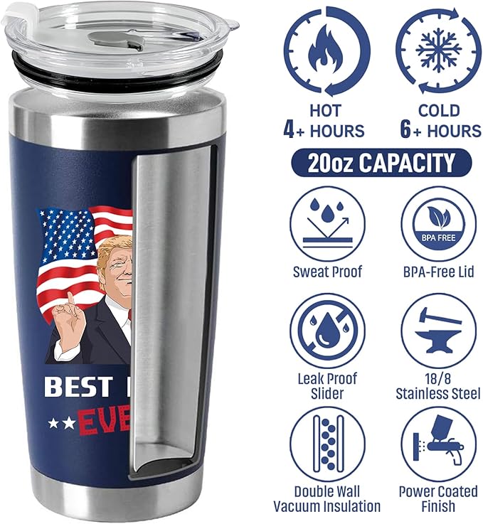 Father's Day Papa Gifts from Daughter, Son, Kids - Dad Gifts from Daughter, Son on Fathers Day, Christmas, Birthday, Best Dad Ever Tumbler 20Oz, Stainless Steel Tumbler