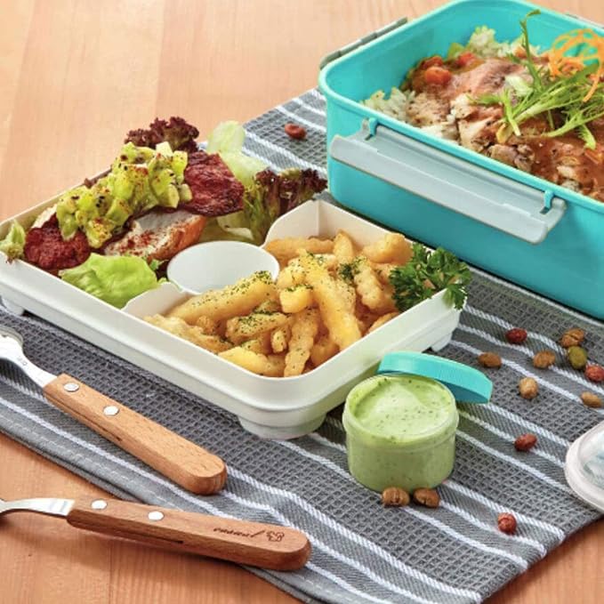 3 Pack Salad Lunch Box Food Storage Containers, 47oz Bento Box To Go Container with Lids, Meal Prep Containers with Removable Tray & Dressing Pots for Kids and Adults, Reusable and Microwave Safe