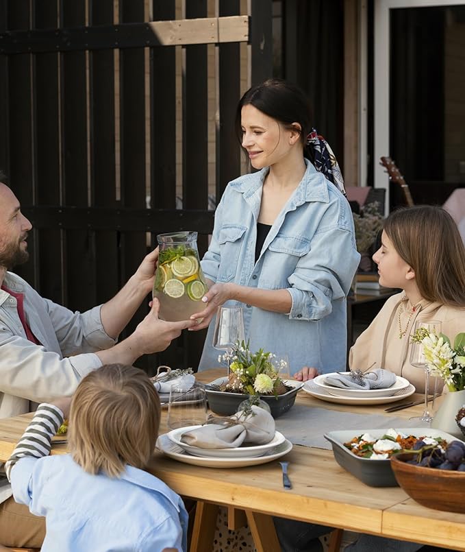 Quatish 24 Piece Plates and Bowls Sets for 6, Unbreakable Dinnerware Sets, Plastic Dish Set for Camping, Dishwasher Microwave Safe, Outdoor Kitchen and Apartment Dinning RV Essentials, Beige