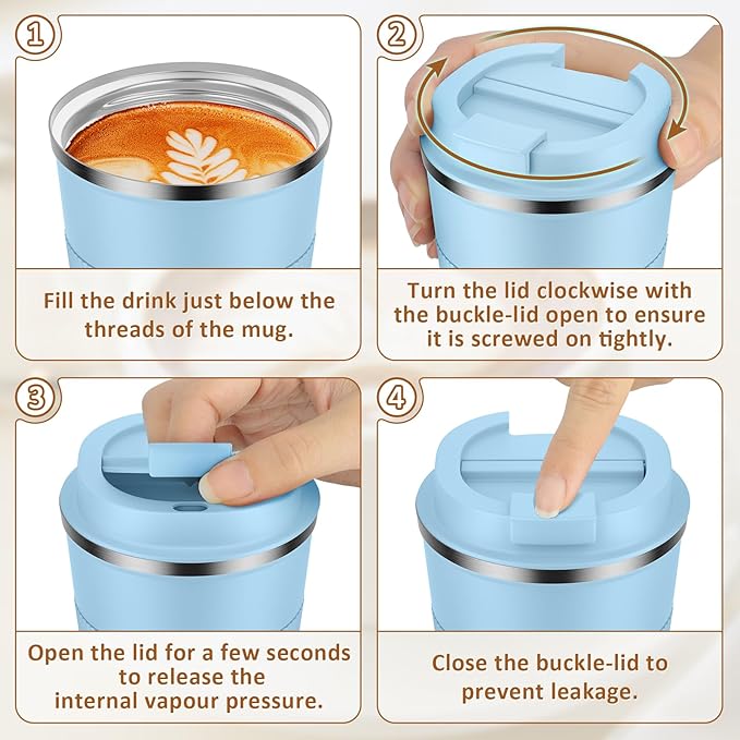 KETIEE Travel Mug 12oz, Insulated Coffee Mug with Leakproof Lid, Travel Coffee Mug Vacuum Stainless Steel Double Walled Reusable Coffee Cup for Hot and Iced Coffee Tea Water