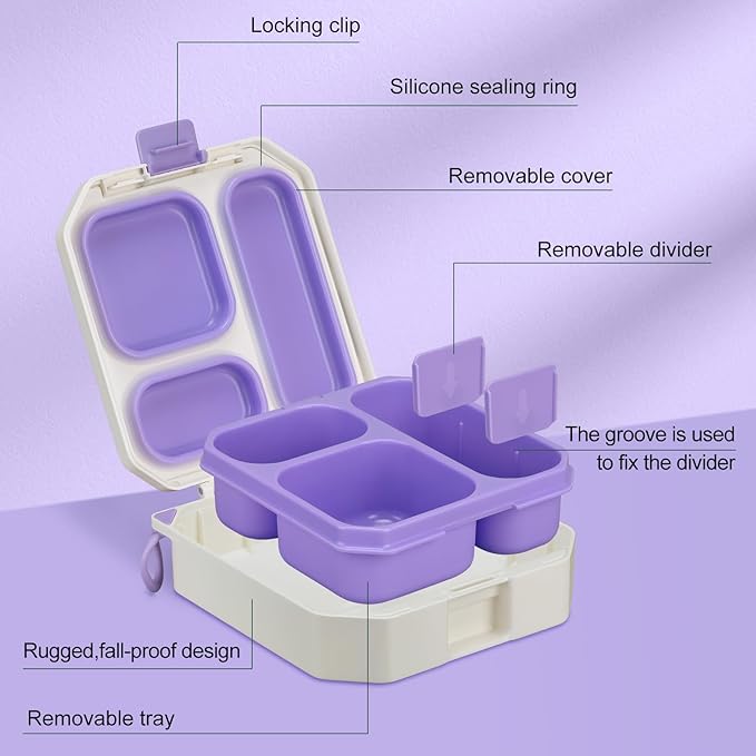 Bento Lunch Box for Kids with 12oz Soup Thermo Leak-Proof Lunch Food Container with 5 Compartment Thermo Hot Food Jar and Insulated Lunch Bag for Kid Toddler Girls Boys to School