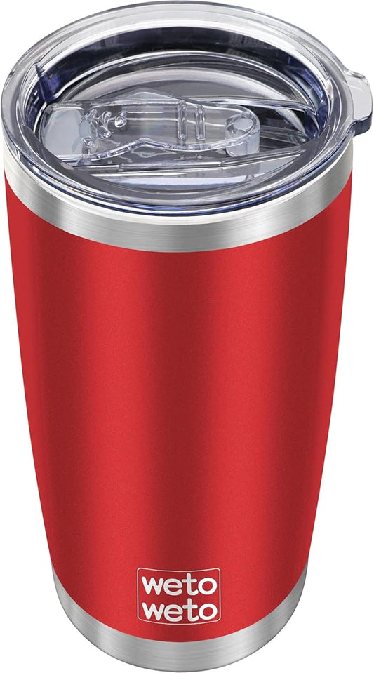 WETOWETO 20oz Tumbler, Stainless Steel Vacuum Insulated Water Coffee Tumbler Cup, Double Wall Powder Coated Leak-proof Travel Mug (Red, 1 Pack)