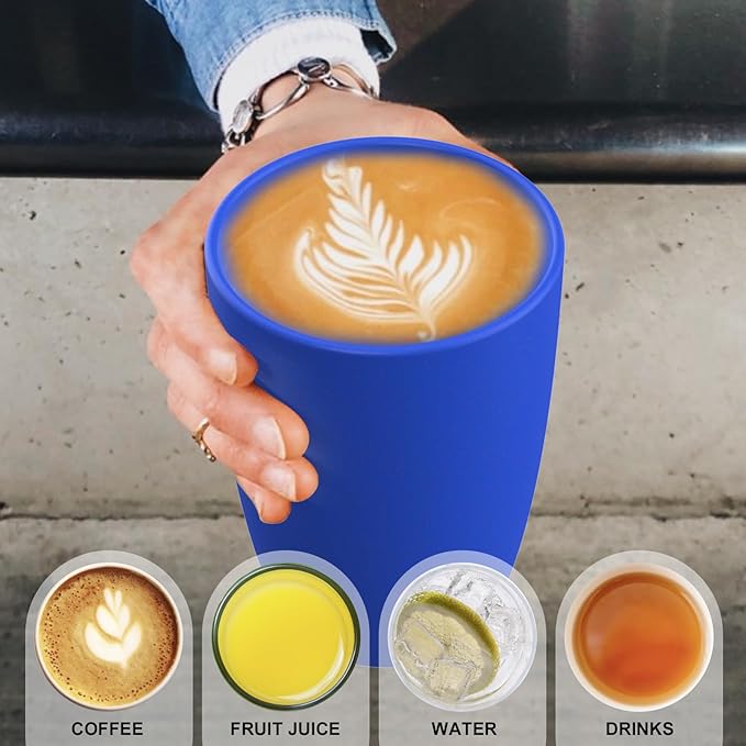 Wrova unbreakable wheat straw cups 20oz set of 6 with textured pattern anti slipping,big plastic drinkings cups microwave safe and dishwahser safe.White-Green-Blue