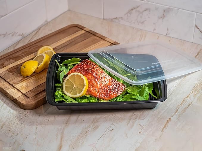 [50 sets Rectangle 58oz Meal Prep Containers with lids Microwavable Food Container Plastic BPA Free Rectangle