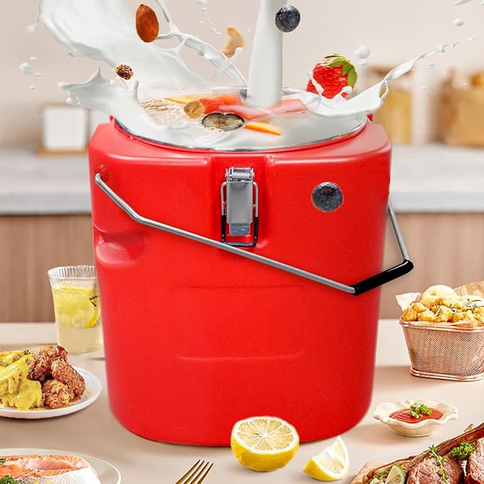 5 Gallon Insulated Soup Container Commercial Food Warmer for Hot or Cold Food, 21QT Hot Box for Catering, Food Cooler with 4 Buckles, Handles, Spoon, Soup Carrier for Restaurant, Canteen,Home