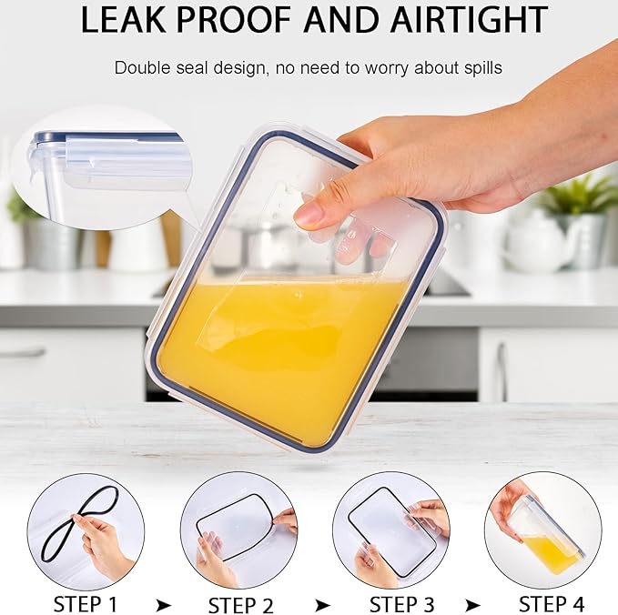 48Pcs Food Storage Container Set kitchen organizers Meal Prep Containers Lock Lids Reusable Plastic Lunch Box Snack Salad Containers 24 Boxes and 24 Lids Pantry and Kitchen Organization