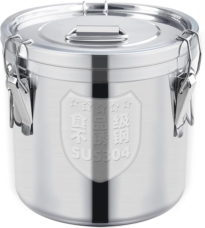 12L/3.2 Gal 304 Stainless Steel Food Containers 404 Oz Stainless Container with Lid and Lock Airtight Canister for Storage 304 Stainless Steel Food Storage Containers Stainless Bucket