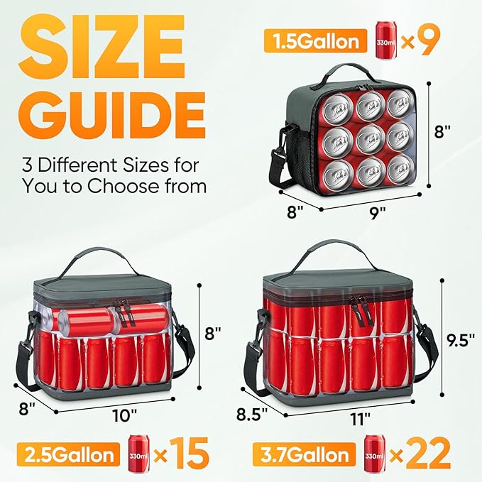 BALEINE Insulated Lunch Bag for Men Women, Leakproof Cooler Bag with Adjustable Shoulder Strap for Work Picnic, Lunch Box for Women Men (Small, Grey)