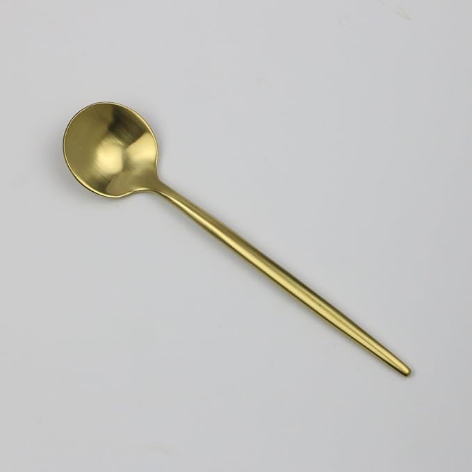 5-Pieces Luxury Gold 18/10 Stainless Steel Flatware Set, Matte Finish, Service for 1