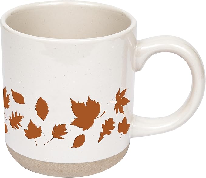 Sweet Water Decor Fall Coffee Mug with Orange Leaves Design, 14oz Stoneware Cup with Handle for Tea & Cider, Microwave & Dishwasher Safe, Cozy Autumn Seasonal Gift