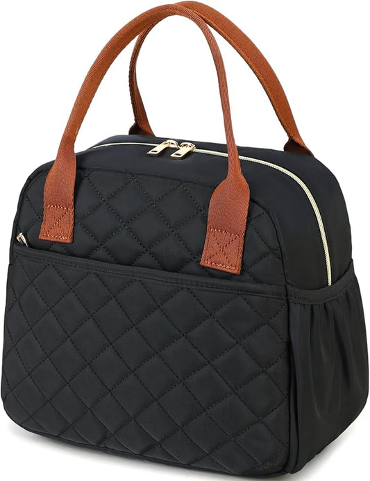 CAMTOP Lunch Box for Women Men Insulated Lunch Bag Lunch Tote Bag Leakproof Thermal Cooler Large Capacity for Travel Work School Picnic (Black-Brown)