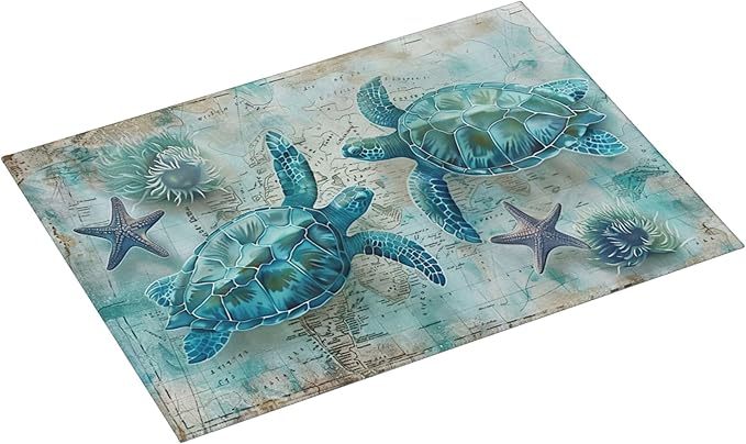 Sea Turtles Dish Drying Mat for Kitchen Counter Microfiber Super Absorbent Non-Slip Dish Drying Pad for Countertops Dishes Utensils Stylish Quick-Dry Machine Washable 18x24 Inch
