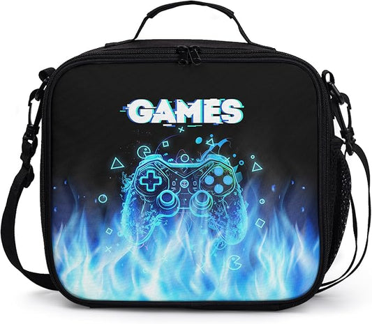Video Game Lunch Box for Boys Insulated Gamepad Lunch Bag for Kids Reusable Cool Game Gamer Lunchbox Portable Lunch Tote With Adjustable Shoulder Strap for Teens Women Men Work School Travel Picnic