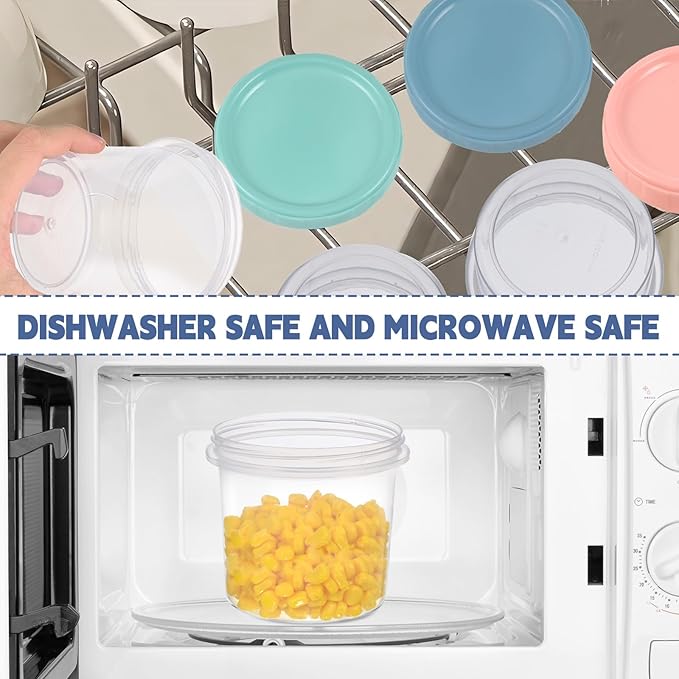 6pcs 16 oz Plastic Deli Containers with Screw Lids, Small Freezer Containers Reusable 2 Cup Food Storage Container with Pen & Brush for Snack Salad Fruit, Microwave & Dishwasher Safe BPA Free