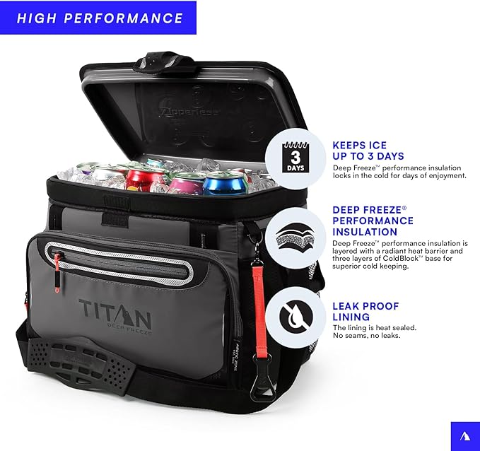Titan by Arctic Zone Deep Freeze Cooler - Zipperless Hardbody Cooler - Deep Freeze Insulation, HardBody Liner, and SmartShelf