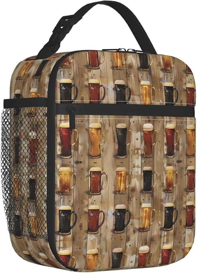 Beer Mugs Lunch Box for Women Men, Insulated Lunch Box, Reusable Lunch Bag for Office, Work, Picnic, Travel