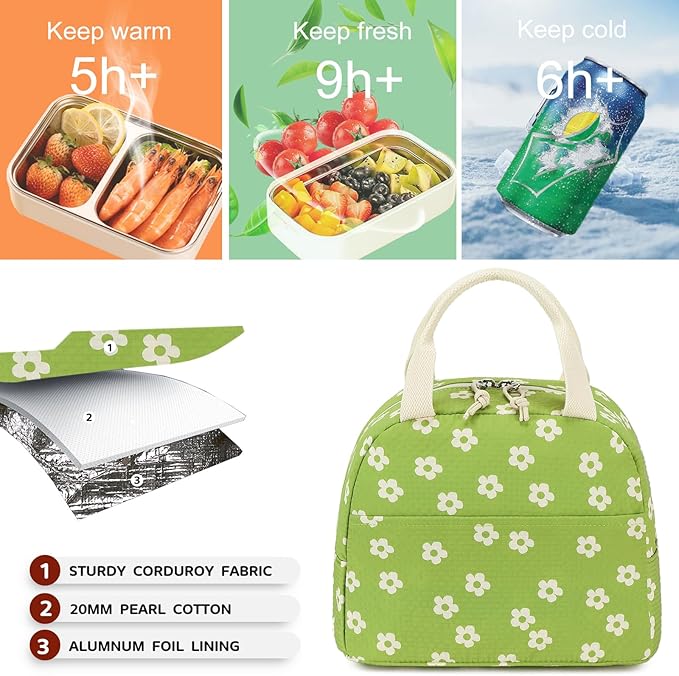 Bluboon Lunch Box for Women Cute Lunch Bag Reusable Insulated Lunch Bags Large Capacity Lunchbox Cooler for Work Picnic or Travel