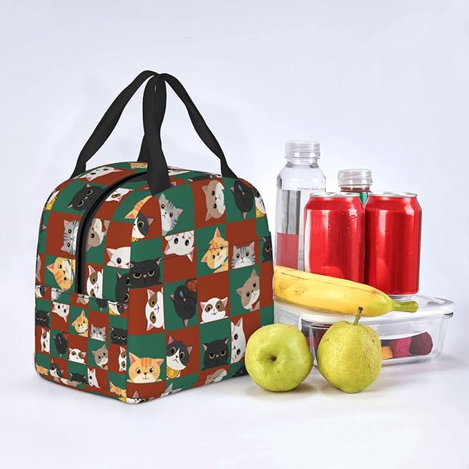 Cat Lunch Bag Kids Cute Insulated Cat Lunch Box for Girls Women Men Reusable Lunch Tote for Office Work Picnic Hiking