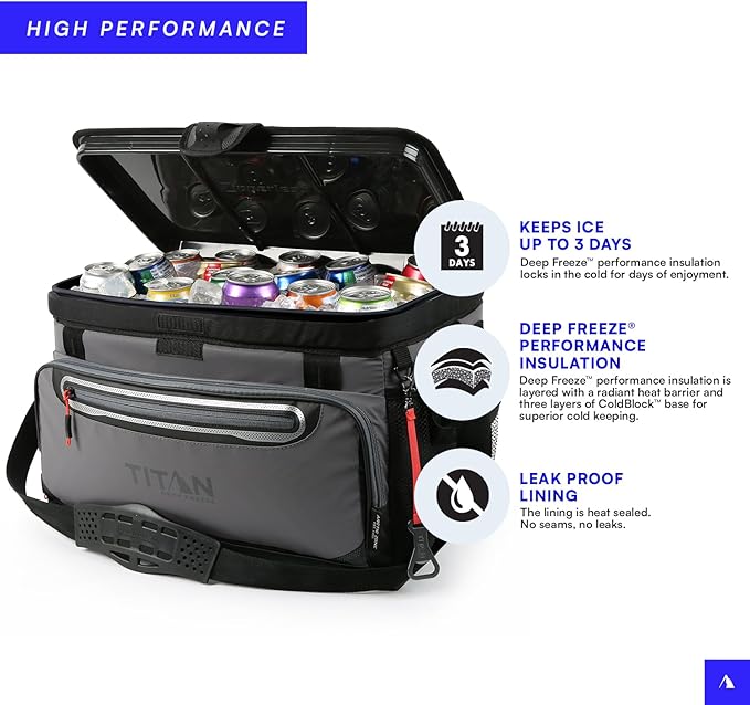 Titan by Arctic Zone Deep Freeze Cooler - Zipperless Hardbody Cooler - Deep Freeze Insulation, HardBody Liner, and SmartShelf