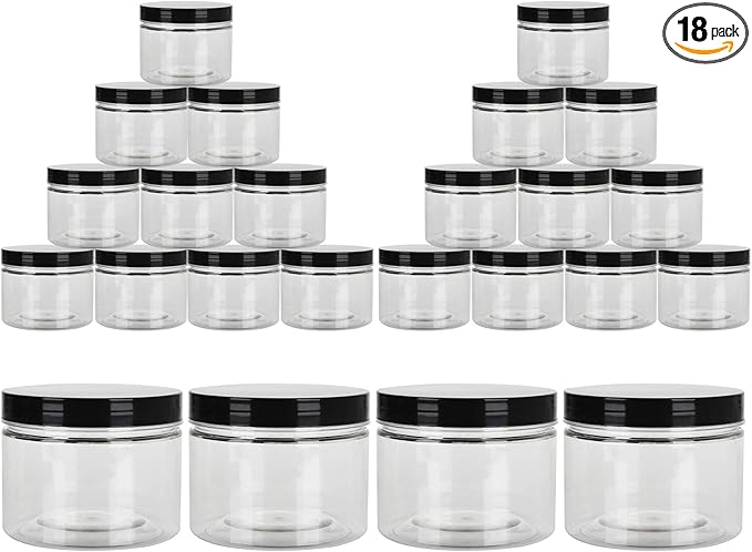 18 Pack 10oz Empty Slime Containers, Large Plastic Slime Jars Clear Slime Storage Containers with Lids, Food-Grade Plastic