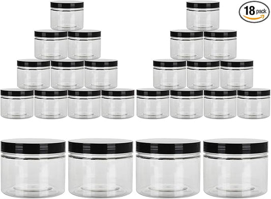 18 Pack 10oz Empty Slime Containers, Large Plastic Slime Jars Clear Slime Storage Containers with Lids, Food-Grade Plastic