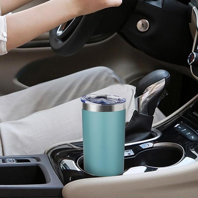 20 oz Skinny Tumbler with Lid and Straw,Stainless Steel Vacuum Insulated Tumbler Cup Double Wall Leak-proof Coffee Mug,Travel Thermal Water Tumbler for Home,Office,Outdoor (Glacier blue,8)