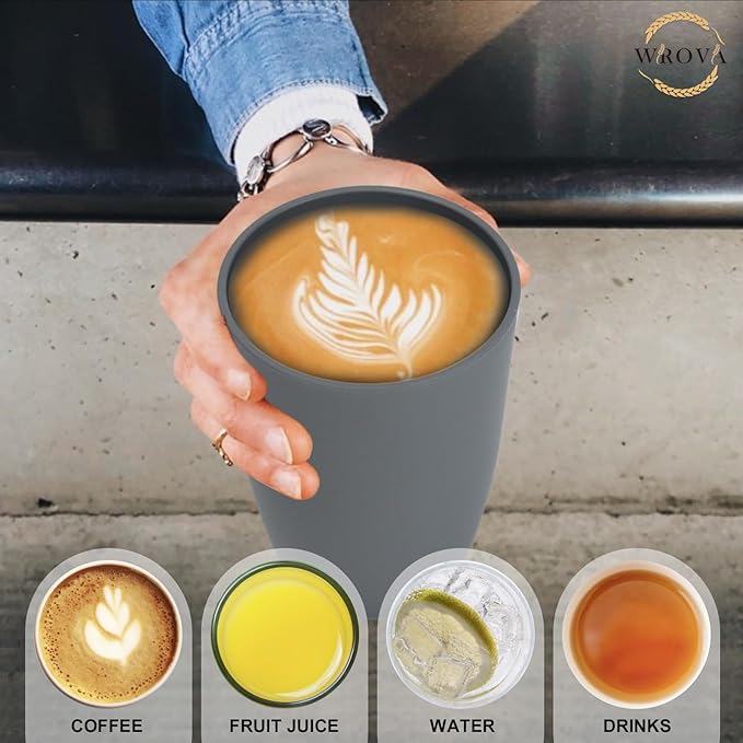 Wheat Straw Cups 8 PCS Good Alternative to Plastic Reusable Cups 20 oz Unbreakable Drinking Cup Reusable Dishwasher Safe Water Plastic Glasses Gray