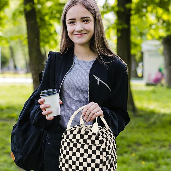 Bluboon Lunch Bag for Women Men Cute Corduroy Lunch Tote Bags Reusable Insulated Lunch Box Large Capacity Reusable Insulated Cooler for Work Picnic or Travel