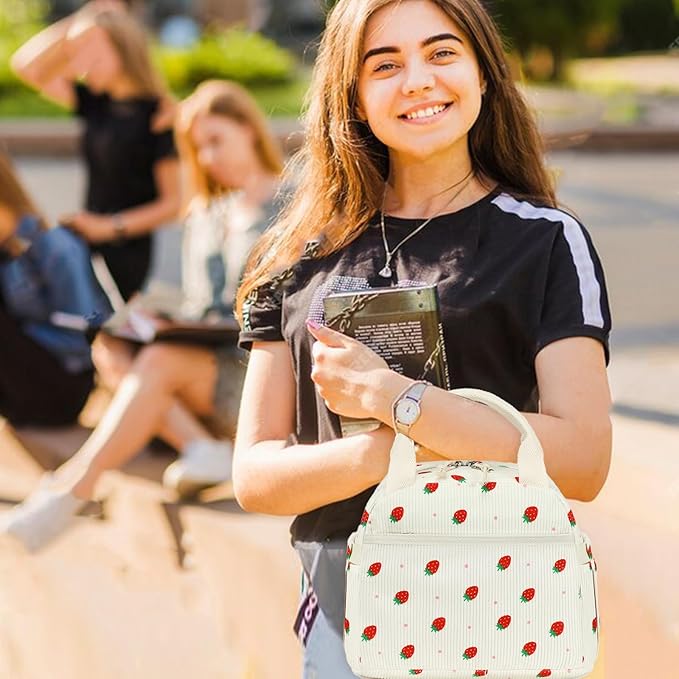 BTOOP Lunch Box for Women Men Cute Corduroy Lunch Bags Large Capacity Insulated Lunch Tote Bag For Work Travel Or Picnic