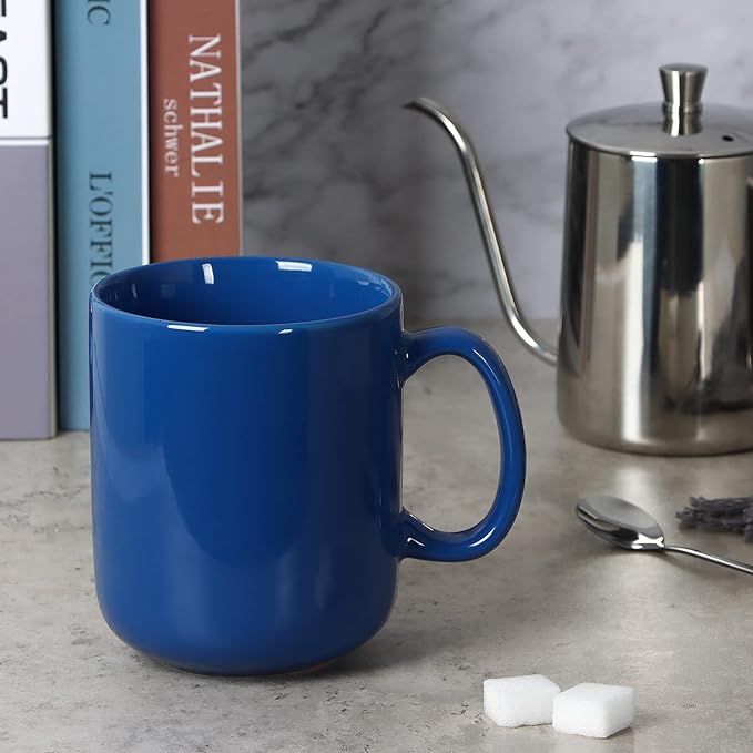 Smilatte 20 OZ Large Coffee Mug, M016 Plain Ceramic Boss Big Tea Cup with Handle for Dad Men, Blue