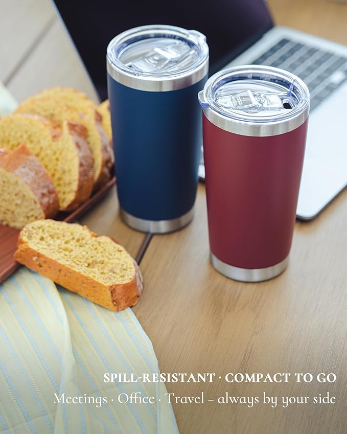 Travel Coffee Tumbler 20oz, 1 Pack Leakproof Travel Coffee Mug with Lid and Straw, Stainless Steel Double Wall Vacuum Insulated Tumbler for Hot/Iced Drinks (Textured Matte, Periwinkle)