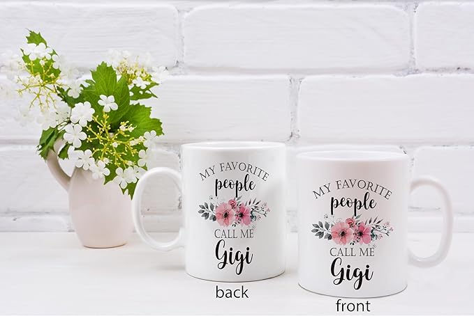 QASHWEY Gigi Mug, Gigi Coffee Mug, GigiGifts for Grandma, Gifts for Gigis, Grandma Mothers Day Mugs Tea Cup Gifts for GrandmaGigi, My Favorite People Call Me GigiCoffee Cups Ceramic 11oz