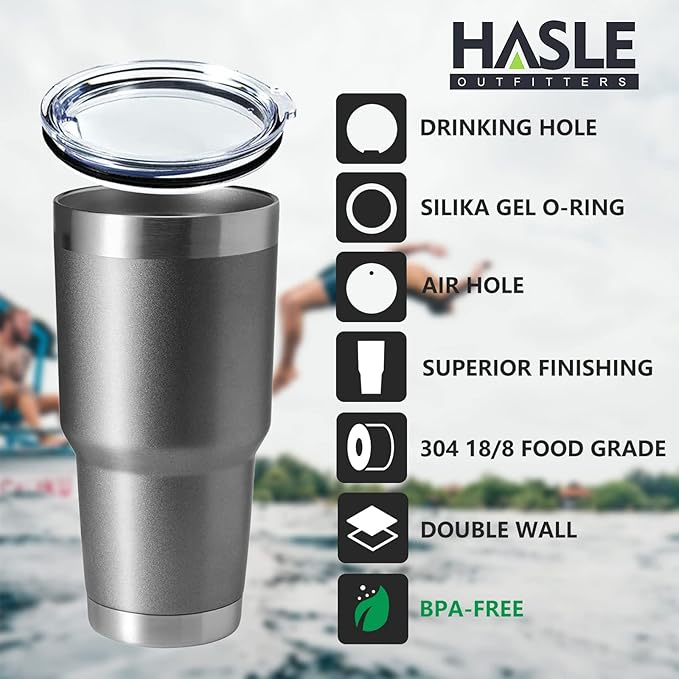 HASLE OUTFITTERS 30oz Stainless Steel Tumbler, Double Wall Vacuum Insulated Travel Mug Tumbler, Durable Insulated Coffee Mug, Gift Box Set (Grey, 1)