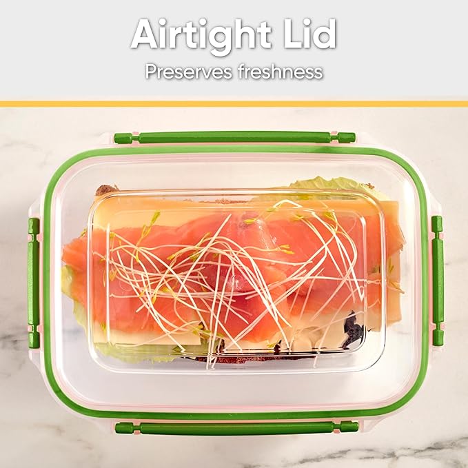 Superio Plastic Food Storage Container with Airtight Lid- 80 Oz, BPA Free, Leakproof, Stackable, Microwave, Dishwasher and Freezer Safe, Green