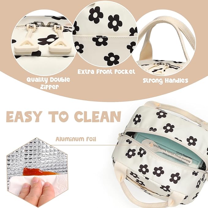 Bluboon Lunch Box for Women Cute Lunch Bag Reusable Insulated Lunch Bags Large Capacity Lunchbox Cooler for Work Picnic or Travel